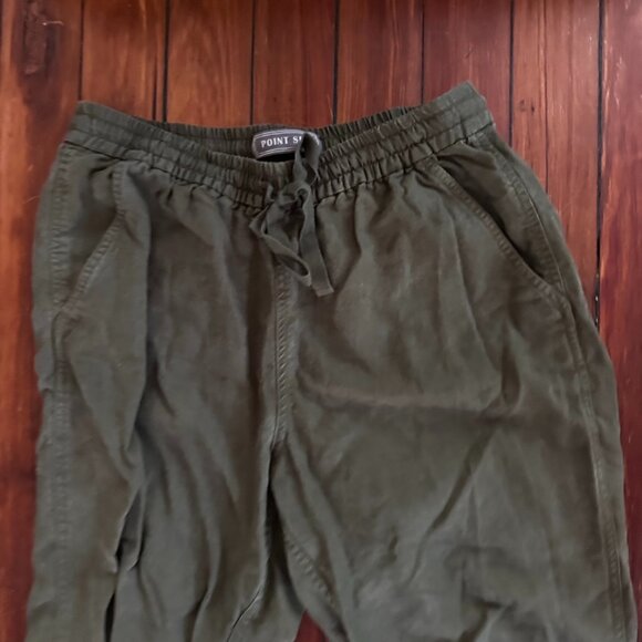 J. Crew x Point Sur seaside pant in dark green linen joggers - Picture 4 of 6